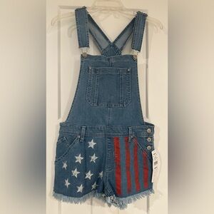 Kohl's Blue and Red Denim Overalls